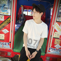 197青春流行日常圆领白色-20069 夏季新款男装07字母短袖T恤 泰国
