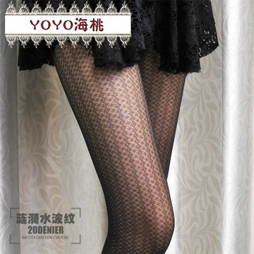 日本正品/海外代购/2016年新款几何图案性感透薄连裤袜黑丝袜