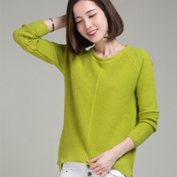 2015秋冬新款女装韩版纯色短款套头毛衣女长袖大码宽松打底针织衫