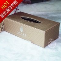 酒店宾馆餐厅香槟金皮质长方形纸巾盒抽纸盒家用韩版创意厂家直销