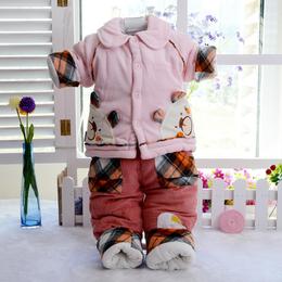宝宝棉衣婴儿加厚棉袄外套男女儿童天鹅绒套装1-2岁秋冬保暖外出