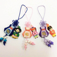 韩国传统工艺品挂件 福袋人偶娃娃 特色手机链韩式吊坠挂饰小礼物