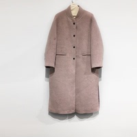 2015冬装新款高端女装 独家设计立领单排扣中长款羊毛呢子大衣女