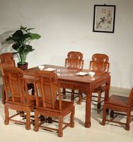 红木餐桌非洲花梨木方桌餐台明清古典中式实木餐桌椅长方形组合
