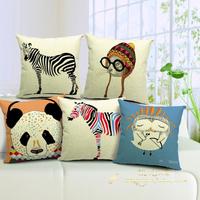 可爱动物北欧文艺宜家创意办公室沙发棉麻抱枕套靠枕靠垫靠包包邮