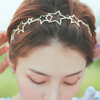 韩国进口正品发饰头饰发卡 水钻镂空五角星星气质发箍头箍发带