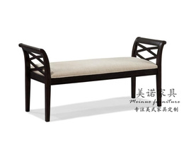 简约美式家具 欧式全实木换鞋凳 定制布艺床榻  小美式床尾凳