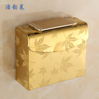 欧式五金挂件不锈钢卷纸器金色纸巾架枫叶大号方形草纸盒卫生巾盒