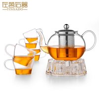 包邮中 耐热玻璃茶具套组可加热透明过滤整套茶壶茶杯套装礼盒