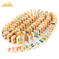 橙爱桶装双面汉字数字多米诺骨牌 儿童益智识字木制积木玩具3-6岁