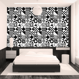陶瓷艺术黑白小花砖混拼花片背景墙卫生间餐厅楼梯陶瓷地板砖300
