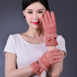 韩版新款手套女士秋冬季可爱学生加厚保暖触摸屏手套户外 开车