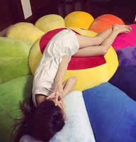 正品韩国恶搞村上隆soft cotton两米超大太阳花巨型毛绒玩具坐垫