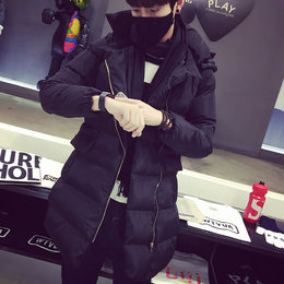 2015韩版冬男士中长款棉衣日系个性口袋修身连帽棉袄外套男装棉服