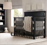 法式复古婴儿床 美式乡村仿古皇室儿童家具 实木做旧皇子婴儿床