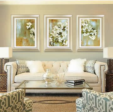 欧式客厅装饰画有框画现代三联画墙画沙发背景墙挂画壁画苹果花开