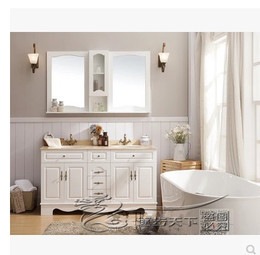 欧式浴室柜组合橡木落地美式现代简约卫浴柜卫生间洗脸洗手盆
