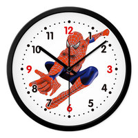 摩门创意男孩卧室儿童房挂钟蜘蛛侠卡通挂表超静音无声石英时钟表