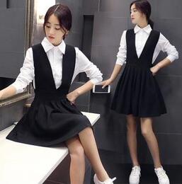 连衣裙2015秋季女装新品韩国代购学院风修身显瘦百搭两件套装短裙