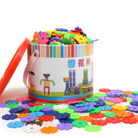 萌宝宝大号加厚桶装300片塑料雪花片儿童益智拼插积木玩具3-6周岁