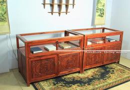 中式实木家具南榆木玻璃展示珠宝柜 首饰矮柜台 陈列柜货架展示柜
