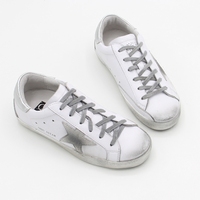 七宿韩版做旧星星脏鞋银色后尾内增高小白鞋男女大码真皮学生板鞋