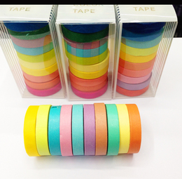 韩式清新可爱糖果色手撕日本和纸彩虹胶带 DIY胶带 可撕可写字