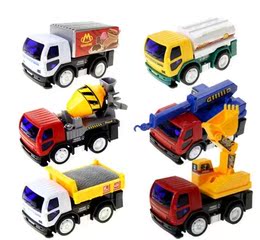 惯性工程车 儿童玩具车 挖土机搅拌车厢货车 一套6部