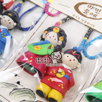 情侣手机挂件 韩国民俗传统娃娃一对 朝鲜族手机链包链吊坠装饰品