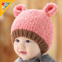秋冬天鹅绒男女宝宝帽子韩版婴儿帽子0-1岁儿童套头帽小孩毛线帽