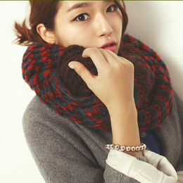 韩版女士披肩春秋冬季 韩国针织粗毛线围巾 加厚保暖冬天两用超长