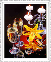 5d最新款餐厅酒杯百合花客厅满钻画钻石十字绣卧室花卉欧式花瓶画