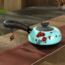 龙泉青瓷小茶壶单壶陶瓷手绘梅花功夫茶具侧把壶泡茶壶茶杯手工壶