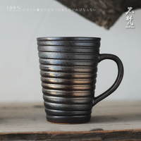 粗陶金属流釉情侣对杯螺纹创意杯子复古个性陶瓷水杯马克杯咖啡杯