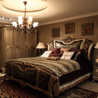 欧式实木床 美式2米卧房家具 1.8米双人床 法式白色田园大床3