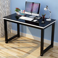 简约现代电脑桌台式家用钢化玻璃学习桌子钢木写字台简易办公书桌