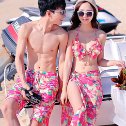 金格尔泳衣情侣款泳装2015新款沙滩裤套装比基尼三件套女小胸韩国