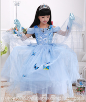 迪士尼灰姑娘公主裙子女童秋装圣诞节儿童服装冰雪奇缘长款连衣裙