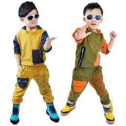 哆米玆 2015新款纯棉男孩3-5-7岁儿童春秋卫衣运动套装韩版潮款