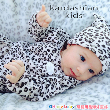 Kardashian Kids 婴儿秋季豹纹长袖连体衣 Kkids儿童哈衣长爬服