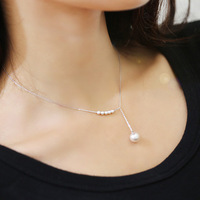 925纯银项链 女 短款 韩版时尚珍珠套链  纯银饰品 含链子