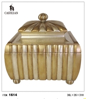 美国大牌进口软装美式法式新古典别墅雕刻描金木样板房装饰盒摆件