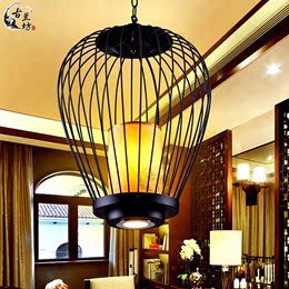 新中式鸟笼吊灯现代铁艺茶楼灯餐厅卧室吊灯仿古阳台创意灯具灯饰
