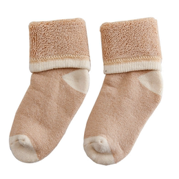 2双装婴儿袜子宝宝天然有机彩棉毛圈加厚棉袜冬季袜儿童袜毛圈袜