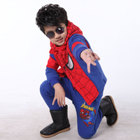 童装超人三件套大卫衣套装2015冬款男童新款卡通蜘蛛侠儿童套装