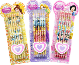 正品迪士尼铅笔 12支装带心形橡皮公主铅笔 铅笔橡皮套装DP9119
