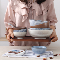 专柜创意日式和风陶瓷碗米饭碗面碗餐具套装釉下彩手绘汤碗