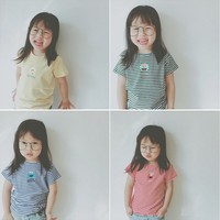 2017春夏韩国男女儿童卡通芝麻街T恤宝宝可爱条纹短袖圆领T衫