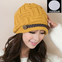 冬季韩版毛线帽子女冬天针织帽可爱韩国潮时尚加厚加绒保暖护耳帽