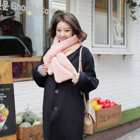 新款韩国围巾女士秋冬天保暖围脖套头学生可爱加厚纯色加厚围巾潮